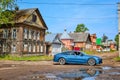 Premium car on a dirt road in Ostashkov Royalty Free Stock Photo